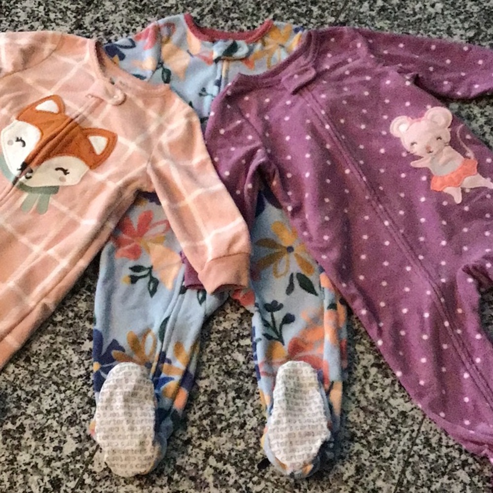 3 Girls Fleece One-Piece Pajamas.